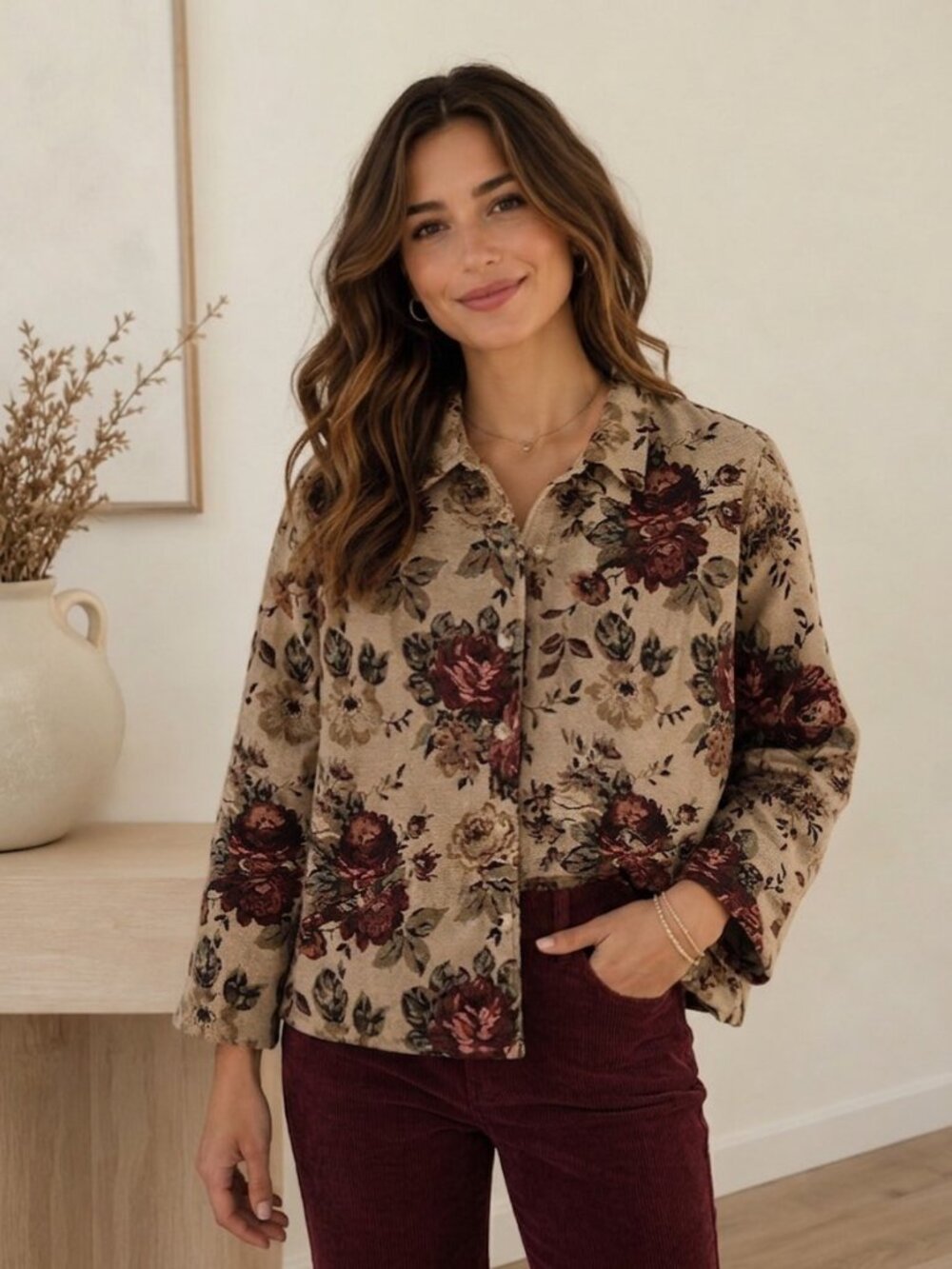 Lemon Grass Vintage Floral Tapestry Jacket